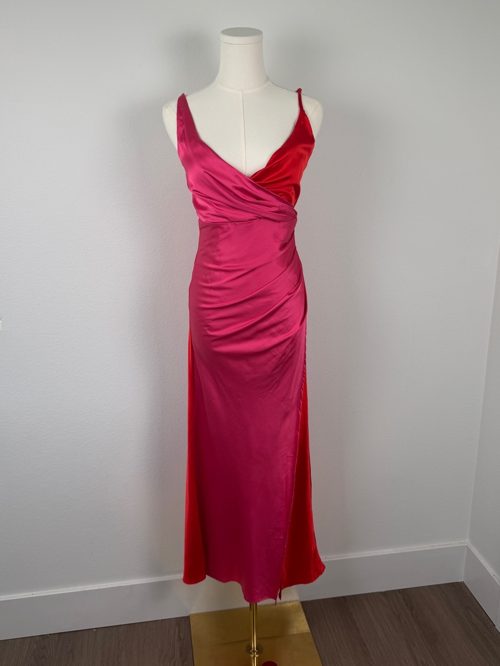 Petal & Pup Fuchsia Satin Twist-Detail Maxi Dress